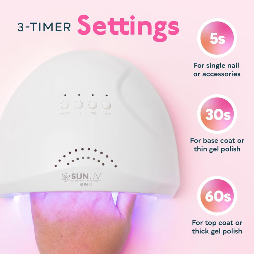 SUNUV UV LED Nail Lamp, Gel Light for Nail Polish UV Dryer with 3 Timers SUNone White - 7DAY'S