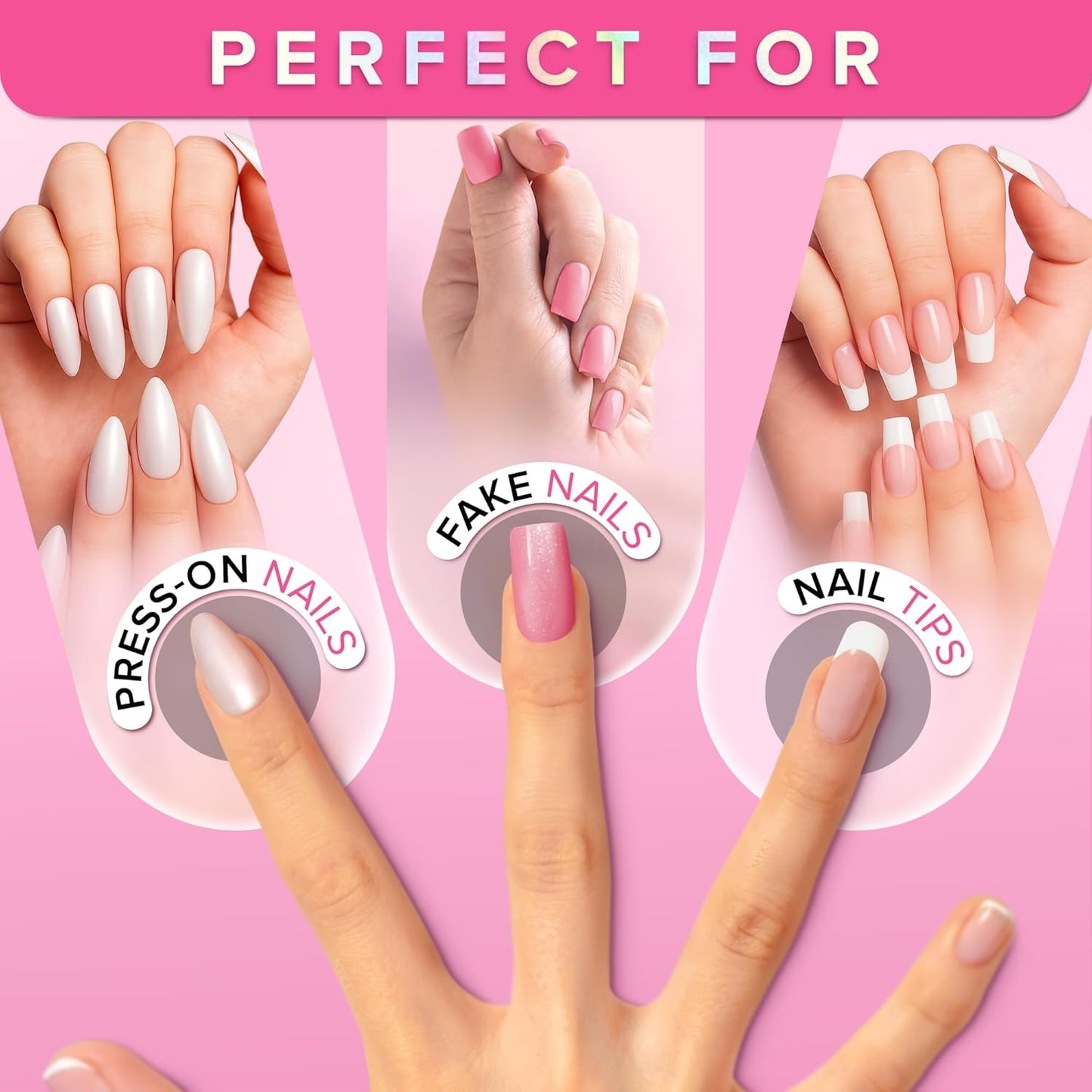 Super Strong Nail Glue for Press On Nails, Nail Tips & Acrylic Nails (8ml) NYK1 NailBond Brush On Glue for Press Ons, Tips & Acrylics - Long Lasting, Maximum Strength, Mess - Free Application - 7DAY'S