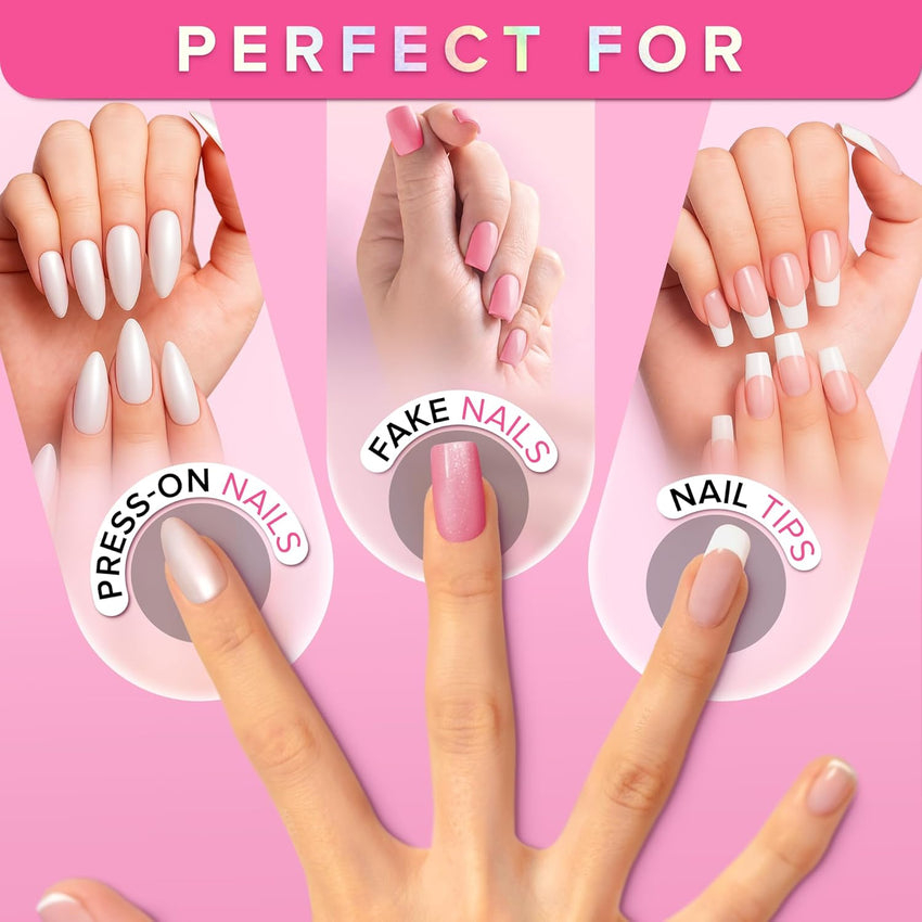 Super Strong Nail Glue for Press On Nails, Nail Tips & Acrylic Nails (8ml) NYK1 NailBond Brush On Glue for Press Ons, Tips & Acrylics - Long Lasting, Maximum Strength, Mess - Free Application - 7DAY'S