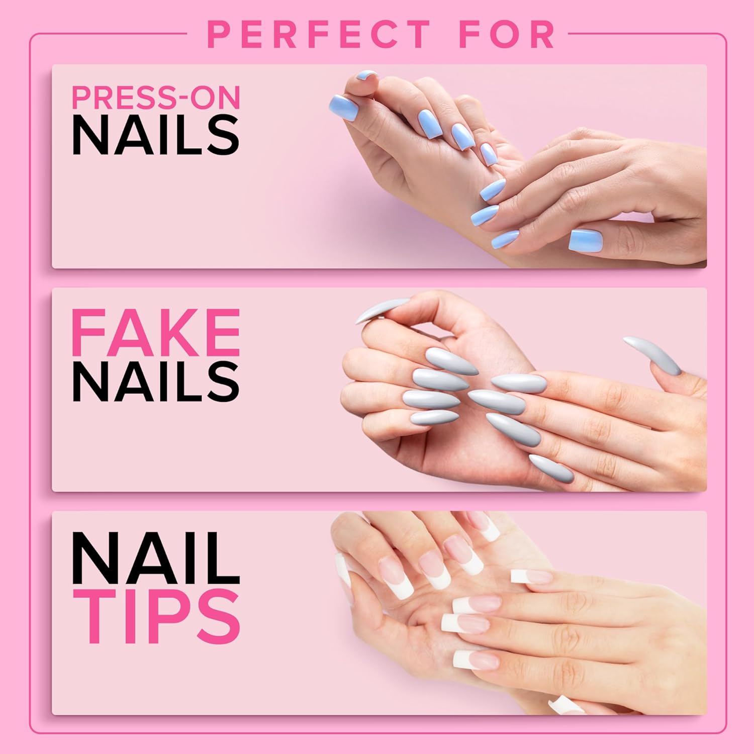 Super Strong Nail Glue for Press On Nails, Nail Tips & Acrylic Nails (8ml) NYK1 NailBond Brush On Glue for Press Ons, Tips & Acrylics - Long Lasting, Maximum Strength, Mess - Free Application - 7DAY'S