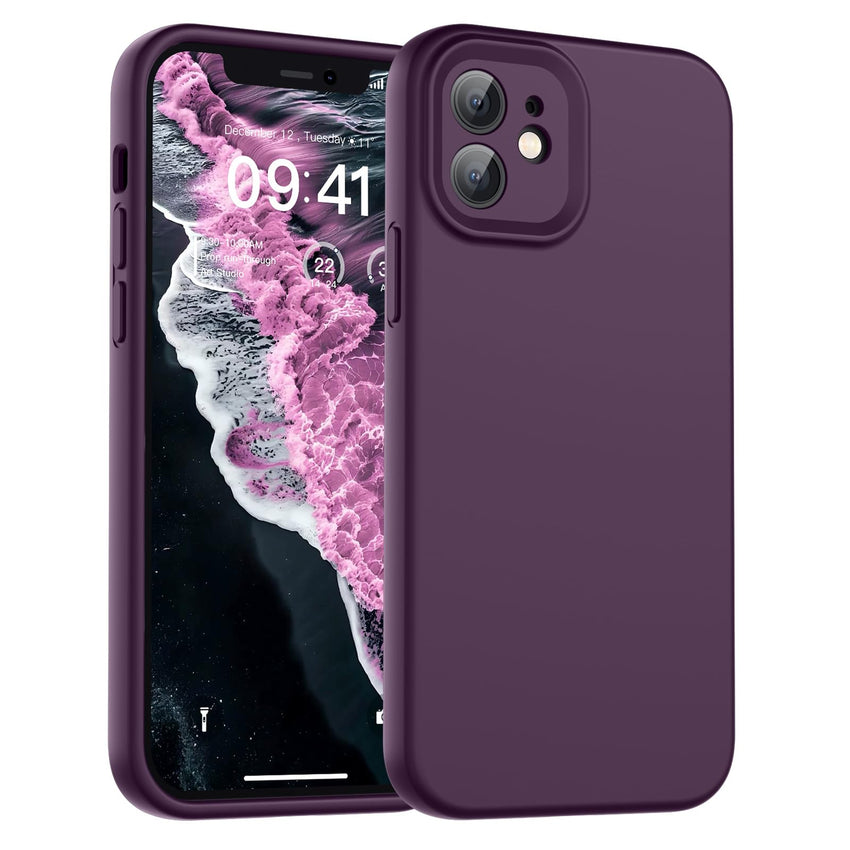 SUPFINE Designed for iPhone 12 Case,Premium Liquid Silicone with [Soft Anti - Scratch Microfiber Lining][Upgraded Camera Protection] Slim Shockproof Protective Phone Case for Men Women Girls,Black - 7DAY'S