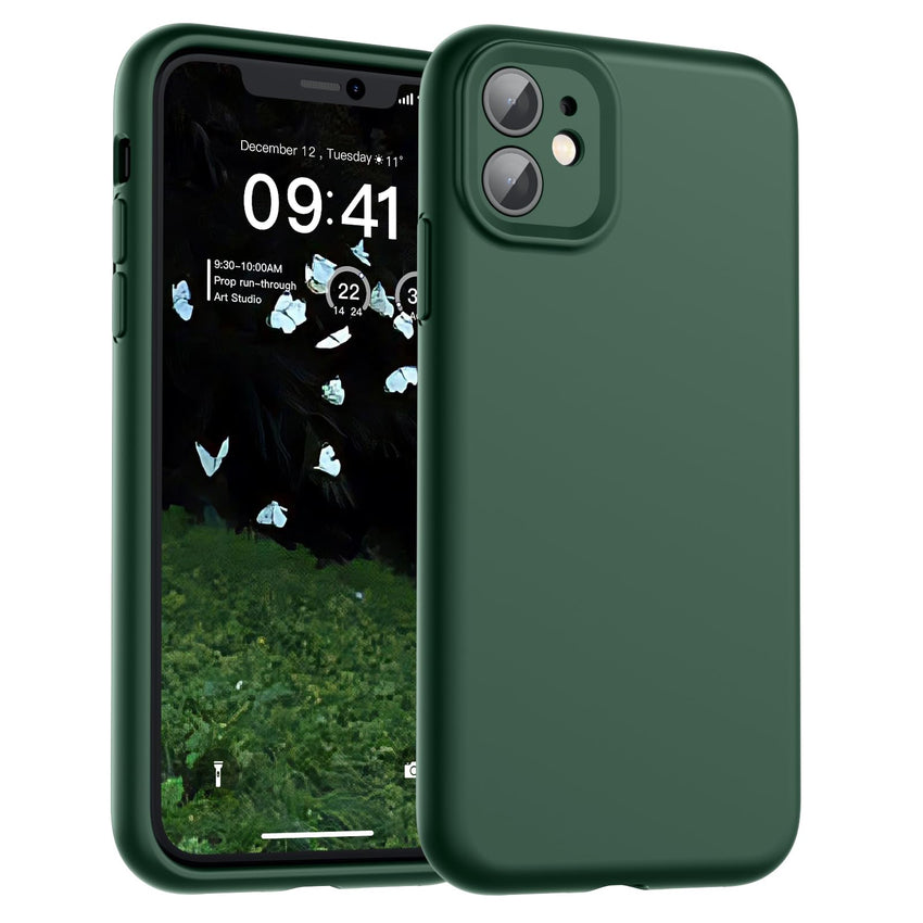 SUPFINE Designed for iPhone 12 Case,Premium Liquid Silicone with [Soft Anti - Scratch Microfiber Lining][Upgraded Camera Protection] Slim Shockproof Protective Phone Case for Men Women Girls,Black - 7DAY'S