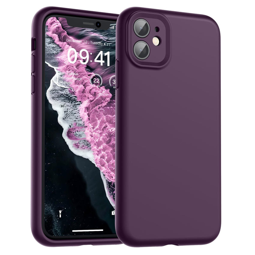 SUPFINE Designed for iPhone 12 Case,Premium Liquid Silicone with [Soft Anti - Scratch Microfiber Lining][Upgraded Camera Protection] Slim Shockproof Protective Phone Case for Men Women Girls,Black - 7DAY'S