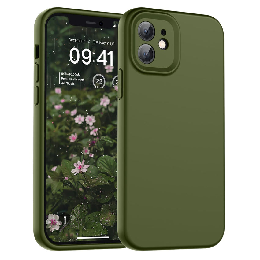 SUPFINE Designed for iPhone 12 Case,Premium Liquid Silicone with [Soft Anti - Scratch Microfiber Lining][Upgraded Camera Protection] Slim Shockproof Protective Phone Case for Men Women Girls,Black - 7DAY'S
