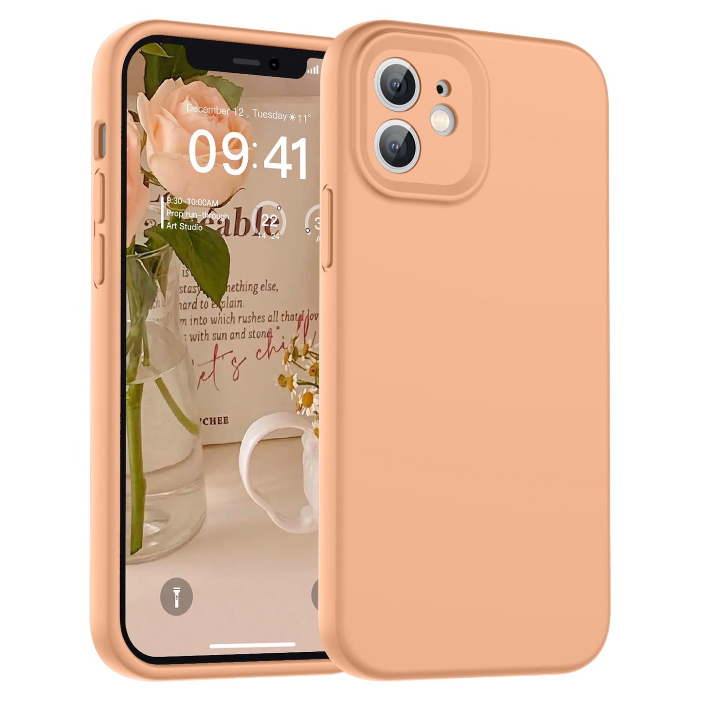 SUPFINE Designed for iPhone 12 Case,Premium Liquid Silicone with [Soft Anti - Scratch Microfiber Lining][Upgraded Camera Protection] Slim Shockproof Protective Phone Case for Men Women Girls,Black - 7DAY'S