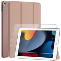 SUPFINE for 10.2 Inch iPad 9th Generation Case 2021, with [ Glass Screen Protector ]/ iPad 8th/7th Generation Case 2020/2019, Slim Stand Translucent Back Shell Cover, Black - 7DAY'S