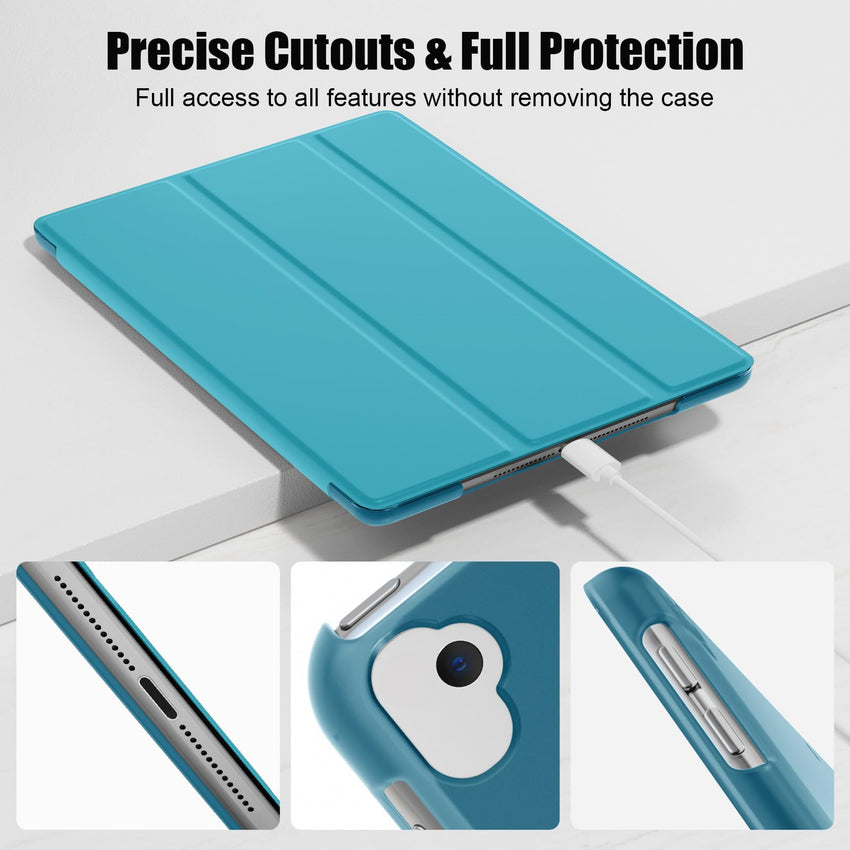 SUPFINE for 10.2 Inch iPad 9th Generation Case 2021, with [ Glass Screen Protector ]/ iPad 8th/7th Generation Case 2020/2019, Slim Stand Translucent Back Shell Cover, Black - 7DAY'S