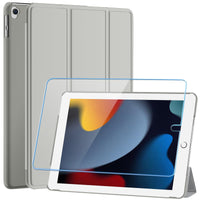 SUPFINE for 10.2 Inch iPad 9th Generation Case 2021, with [ Glass Screen Protector ]/ iPad 8th/7th Generation Case 2020/2019, Slim Stand Translucent Back Shell Cover, Black - 7DAY'S