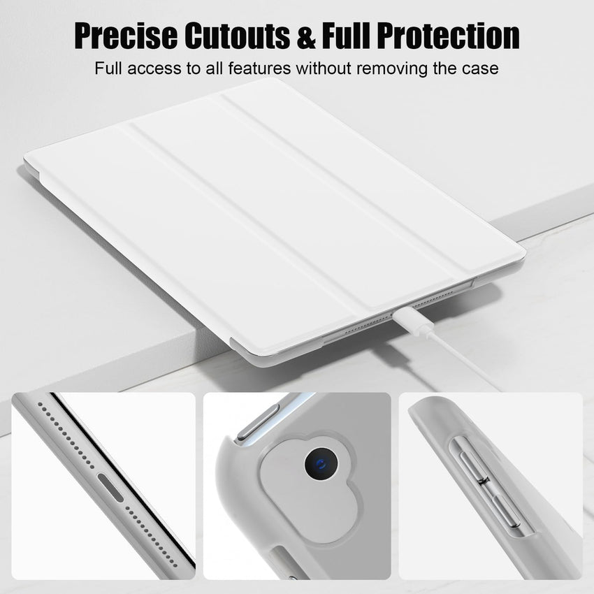 SUPFINE for 10.2 Inch iPad 9th Generation Case 2021, with [ Glass Screen Protector ]/ iPad 8th/7th Generation Case 2020/2019, Slim Stand Translucent Back Shell Cover, Black - 7DAY'S