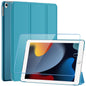 SUPFINE for 10.2 Inch iPad 9th Generation Case 2021, with [ Glass Screen Protector ]/ iPad 8th/7th Generation Case 2020/2019, Slim Stand Translucent Back Shell Cover, Black - 7DAY'S