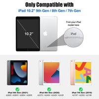 SUPFINE for 10.2 Inch iPad 9th Generation Case 2021, with [ Glass Screen Protector ]/ iPad 8th/7th Generation Case 2020/2019, Slim Stand Translucent Back Shell Cover, Black - 7DAY'S