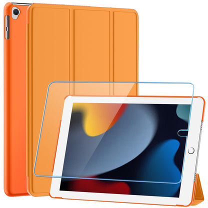 SUPFINE for 10.2 Inch iPad 9th Generation Case 2021, with [ Glass Screen Protector ]/ iPad 8th/7th Generation Case 2020/2019, Slim Stand Translucent Back Shell Cover, Black - 7DAY'S