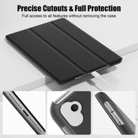 SUPFINE for 10.2 Inch iPad 9th Generation Case 2021, with [ Glass Screen Protector ]/ iPad 8th/7th Generation Case 2020/2019, Slim Stand Translucent Back Shell Cover, Black - 7DAY'S
