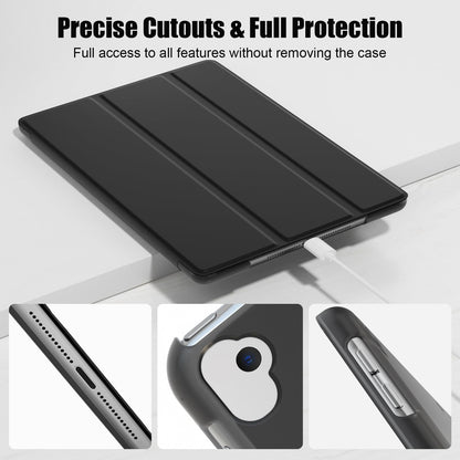 SUPFINE for 10.2 Inch iPad 9th Generation Case 2021, with [ Glass Screen Protector ]/ iPad 8th/7th Generation Case 2020/2019, Slim Stand Translucent Back Shell Cover, Black - 7DAY'S