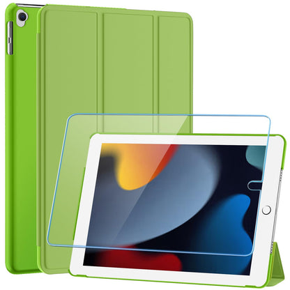 SUPFINE for 10.2 Inch iPad 9th Generation Case 2021, with [ Glass Screen Protector ]/ iPad 8th/7th Generation Case 2020/2019, Slim Stand Translucent Back Shell Cover, Black - 7DAY'S
