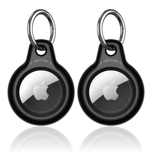 SUPFINE for Airtag Holder, 2 Pack Airtag case with Keychain,Air tag Case with Key Ring for Apple Tags,Airtags Cover for Wallet,Luggage,Cat,Dog,Pets,for Item Finder(Black/Black)