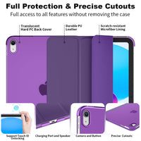 SUPFINE for iPad (A16) 11th Generation Case 11 inch 2025 & iPad 10th Generation Case 10.9 inch 2022, Slim Stand Hard PC Translucent Back Shell Cover (Support Touch ID, Auto Wake/Sleep), Black - 7DAY'S