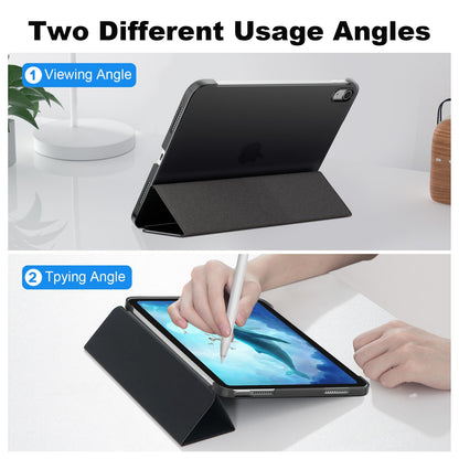 SUPFINE for iPad (A16) 11th Generation Case 11 inch 2025 & iPad 10th Generation Case 10.9 inch 2022, Slim Stand Hard PC Translucent Back Shell Cover (Support Touch ID, Auto Wake/Sleep), Black - 7DAY'S