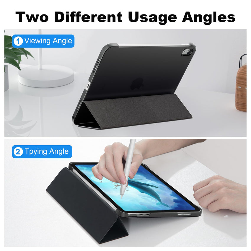 SUPFINE for iPad (A16) 11th Generation Case 11 inch 2025 & iPad 10th Generation Case 10.9 inch 2022, Slim Stand Hard PC Translucent Back Shell Cover (Support Touch ID, Auto Wake/Sleep), Black - 7DAY'S