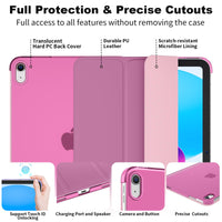 SUPFINE for iPad (A16) 11th Generation Case 11 inch 2025 & iPad 10th Generation Case 10.9 inch 2022, Slim Stand Hard PC Translucent Back Shell Cover (Support Touch ID, Auto Wake/Sleep), Black - 7DAY'S