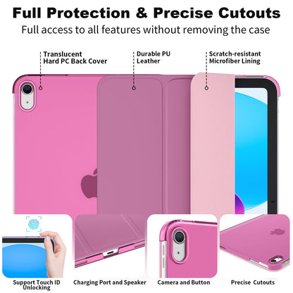 SUPFINE for iPad (A16) 11th Generation Case 11 inch 2025 & iPad 10th Generation Case 10.9 inch 2022, Slim Stand Hard PC Translucent Back Shell Cover (Support Touch ID, Auto Wake/Sleep), Black - 7DAY'S