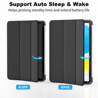 SUPFINE for iPad (A16) 11th Generation Case 11 inch 2025 & iPad 10th Generation Case 10.9 inch 2022, Slim Stand Hard PC Translucent Back Shell Cover (Support Touch ID, Auto Wake/Sleep), Black - 7DAY'S