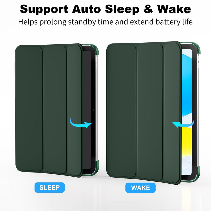 SUPFINE for iPad (A16) 11th Generation Case 11 inch 2025 & iPad 10th Generation Case 10.9 inch 2022, Slim Stand Hard PC Translucent Back Shell Cover (Support Touch ID, Auto Wake/Sleep), Black - 7DAY'S