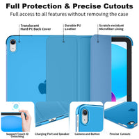 SUPFINE for iPad (A16) 11th Generation Case 11 inch 2025 & iPad 10th Generation Case 10.9 inch 2022, Slim Stand Hard PC Translucent Back Shell Cover (Support Touch ID, Auto Wake/Sleep), Black - 7DAY'S