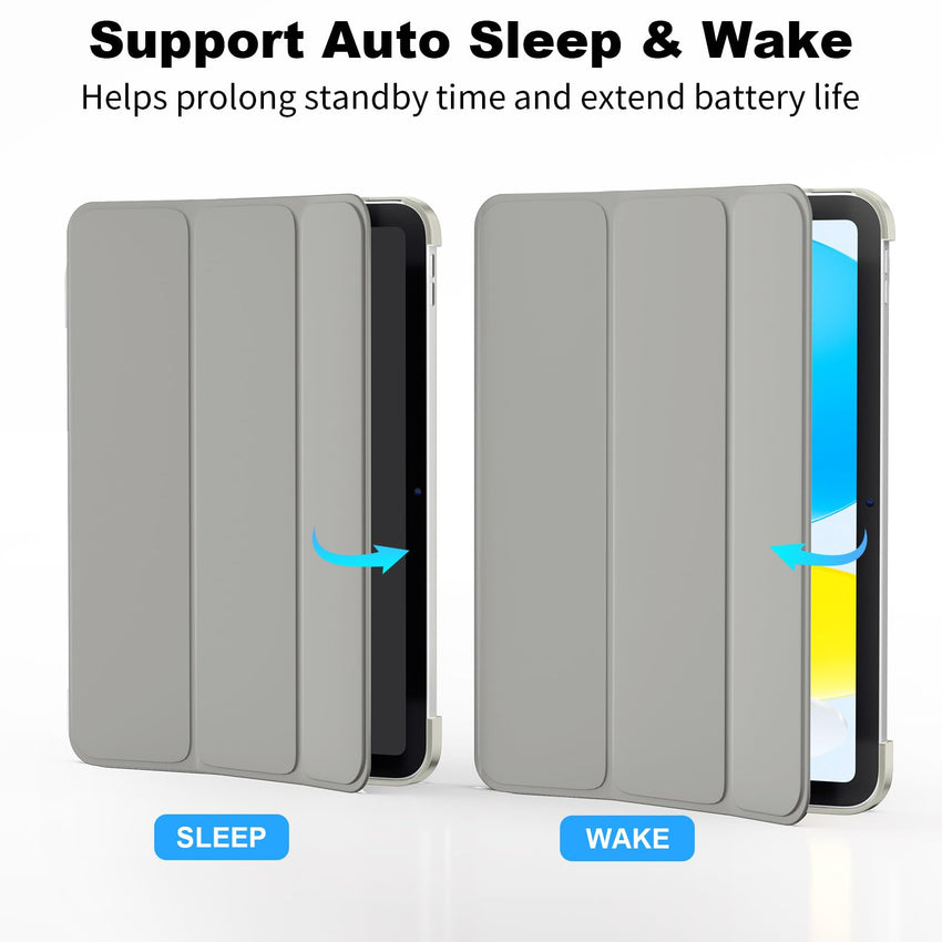 SUPFINE for iPad (A16) 11th Generation Case 11 inch 2025 & iPad 10th Generation Case 10.9 inch 2022, Slim Stand Hard PC Translucent Back Shell Cover (Support Touch ID, Auto Wake/Sleep), Black - 7DAY'S