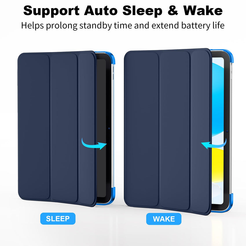 SUPFINE for iPad (A16) 11th Generation Case 11 inch 2025 & iPad 10th Generation Case 10.9 inch 2022, Slim Stand Hard PC Translucent Back Shell Cover (Support Touch ID, Auto Wake/Sleep), Black - 7DAY'S