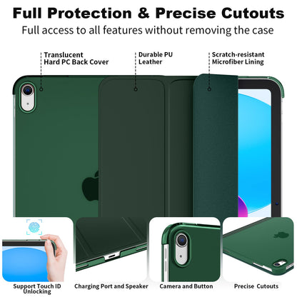 SUPFINE for iPad (A16) 11th Generation Case 11 inch 2025 & iPad 10th Generation Case 10.9 inch 2022, Slim Stand Hard PC Translucent Back Shell Cover (Support Touch ID, Auto Wake/Sleep), Black - 7DAY'S
