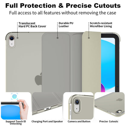 SUPFINE for iPad (A16) 11th Generation Case 11 inch 2025 & iPad 10th Generation Case 10.9 inch 2022, Slim Stand Hard PC Translucent Back Shell Cover (Support Touch ID, Auto Wake/Sleep), Black - 7DAY'S