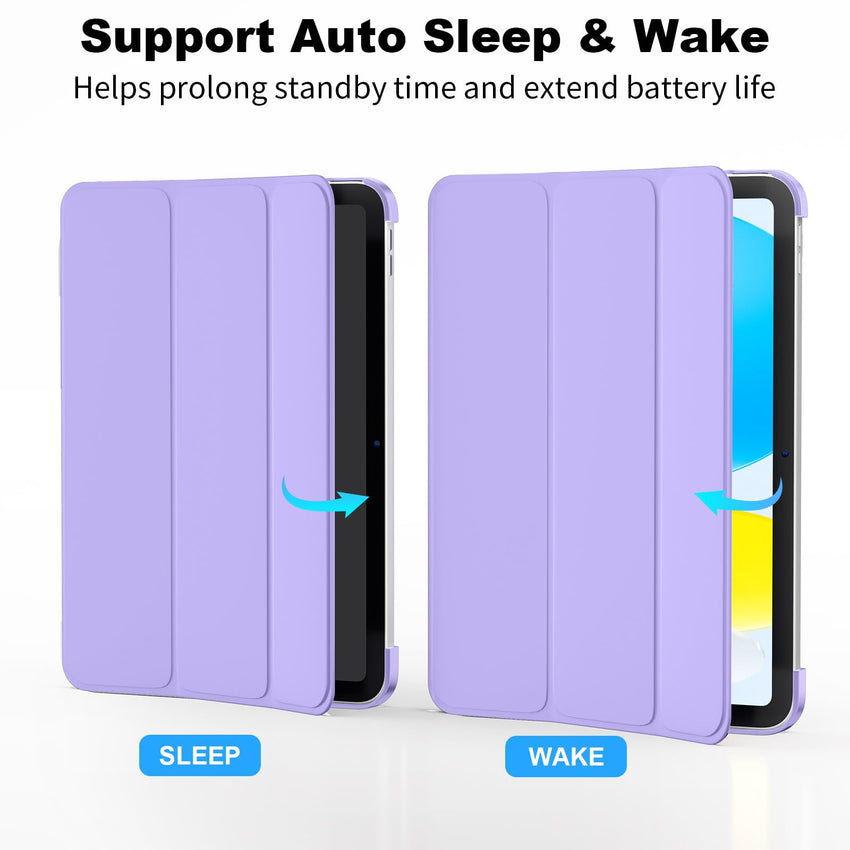 SUPFINE for iPad (A16) 11th Generation Case 11 inch 2025 & iPad 10th Generation Case 10.9 inch 2022, Slim Stand Hard PC Translucent Back Shell Cover (Support Touch ID, Auto Wake/Sleep), Black - 7DAY'S
