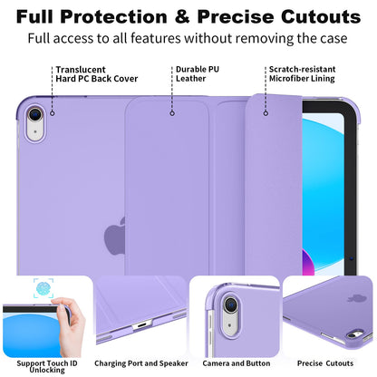 SUPFINE for iPad (A16) 11th Generation Case 11 inch 2025 & iPad 10th Generation Case 10.9 inch 2022, Slim Stand Hard PC Translucent Back Shell Cover (Support Touch ID, Auto Wake/Sleep), Black - 7DAY'S