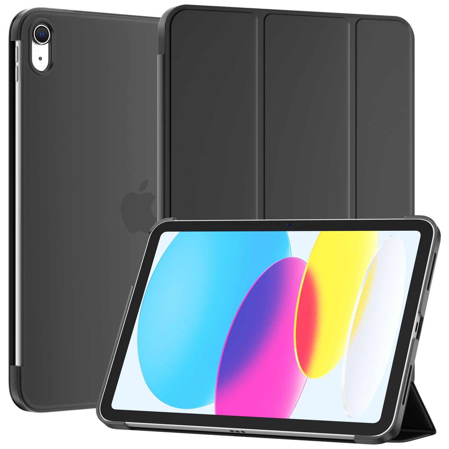 SUPFINE for iPad (A16) 11th Generation Case 11 inch 2025 & iPad 10th Generation Case 10.9 inch 2022, Slim Stand Hard PC Translucent Back Shell Cover (Support Touch ID, Auto Wake/Sleep), Black - 7DAY'S