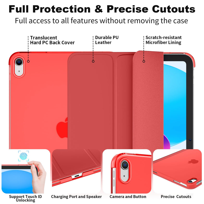 SUPFINE for iPad (A16) 11th Generation Case 11 inch 2025 & iPad 10th Generation Case 10.9 inch 2022, Slim Stand Hard PC Translucent Back Shell Cover (Support Touch ID, Auto Wake/Sleep), Black - 7DAY'S