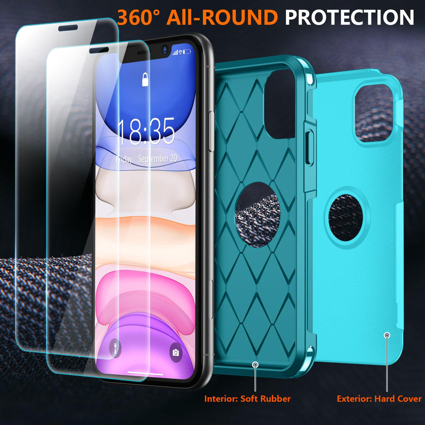 SUPFINE for iPhone 11 Case, [10 FT Military Dropproof] [Dual Layer Structure Protection] Non - Slip Heavy Duty Shockproof Phone Case,Black - 7DAY'S