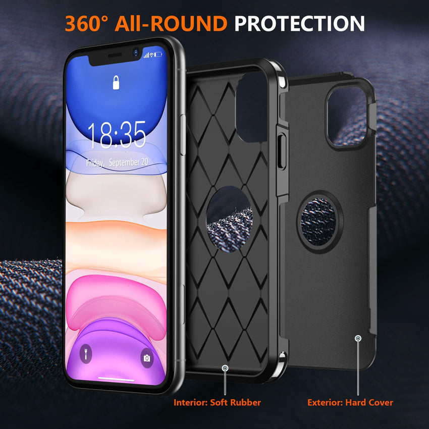 SUPFINE for iPhone 11 Case, [10 FT Military Dropproof] [Dual Layer Structure Protection] Non - Slip Heavy Duty Shockproof Phone Case,Black - 7DAY'S