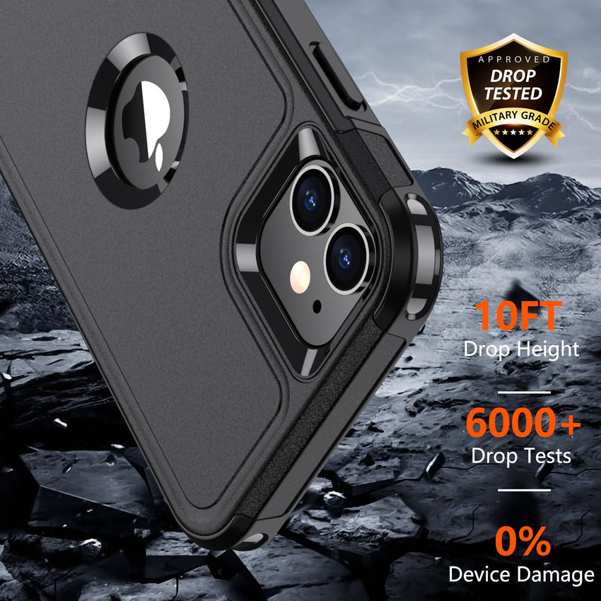 SUPFINE for iPhone 11 Case, [10 FT Military Dropproof] [Dual Layer Structure Protection] Non - Slip Heavy Duty Shockproof Phone Case,Black - 7DAY'S