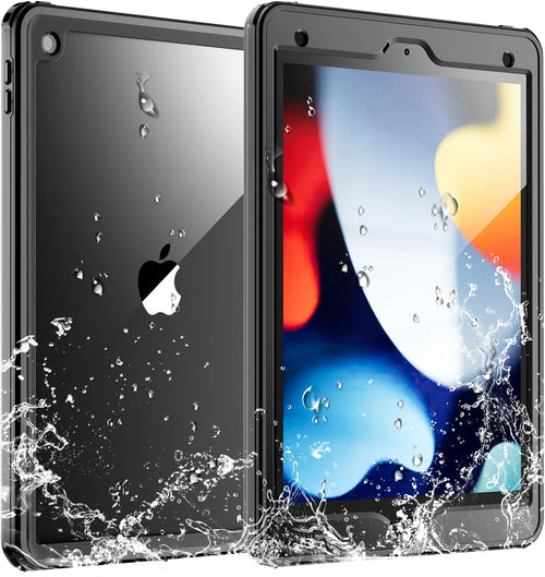 SUPFINE for Waterproof iPad 9th Generation Case, [Built-in Screen Protector] [IP68 Waterproof] Full Body Rugged Shockproof Protective Cover for 10.2 inch iPad 9th/8th/7th(2021/2020/2019), Black/Clear