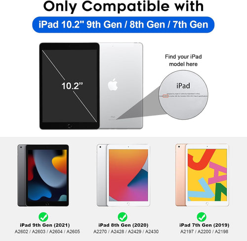 SUPFINE for Waterproof iPad 9th Generation Case, [Built - in Screen Protector] [IP68 Waterproof] Full Body Rugged Shockproof Protective Cover for 10.2 inch iPad 9th/8th/7th(2021/2020/2019), Black/Clear - 7DAY'S