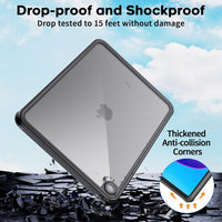 SUPFINE for Waterproof iPad (A16) 11th Generation Case & iPad 10th Generation Case, [Built - in Screen Protector] [IP68 Waterproof] Full Body Rugged Shockproof Protective Cover, Black/Clear - 7DAY'S