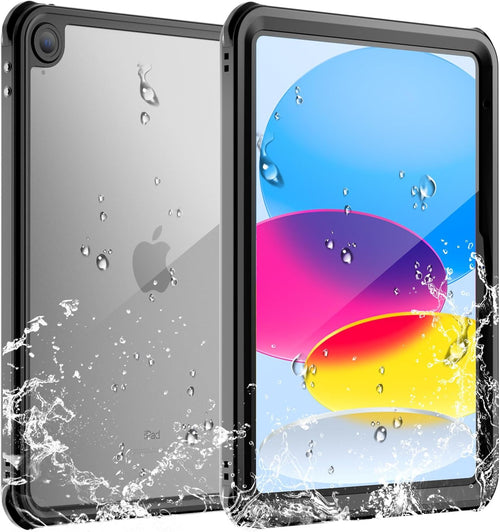 Waterproof iPad (A16) 11th Generation Case & iPad 10th Generation Case, [Built-in Screen Protector] [IP68 Waterproof] Full Body Rugged Shockproof Protective Cover, Black/Clear