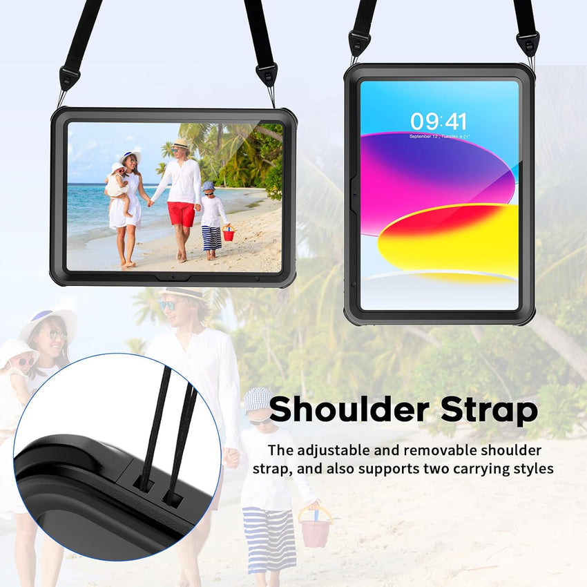SUPFINE for Waterproof iPad (A16) 11th Generation Case & iPad 10th Generation Case, [Built - in Screen Protector] [IP68 Waterproof] Full Body Rugged Shockproof Protective Cover, Black/Clear - 7DAY'S