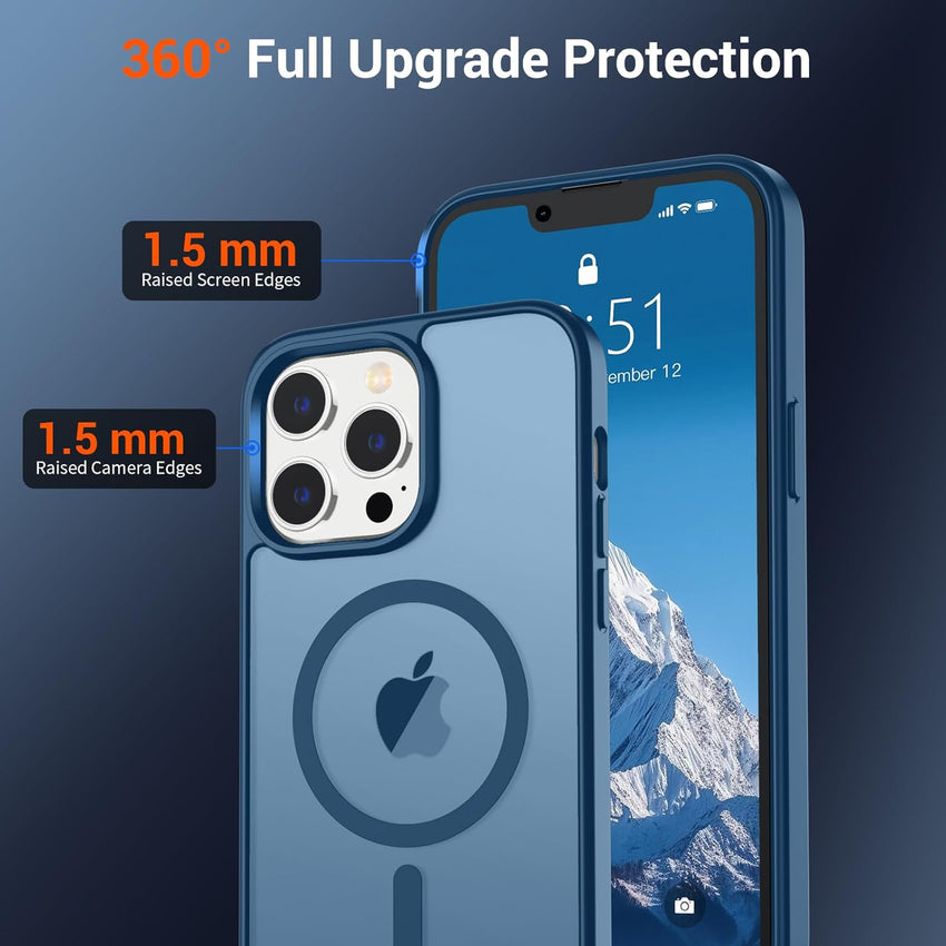 SUPFINE Magnetic for iPhone 12 Pro Max Case (Compatible with MagSafe) (Military Grade Drop Protection) Translucent Matte Shockproof Phone Cover,Deep Blue - 7DAY'S