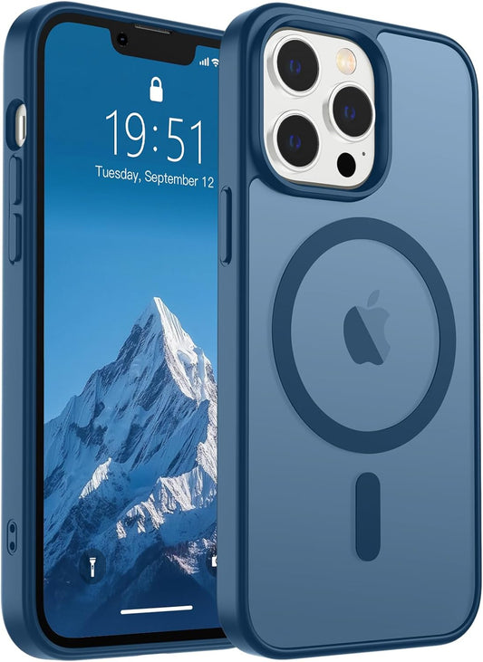 SUPFINE Magnetic for iPhone 12 Pro Max Case (Compatible with MagSafe) (Military Grade Drop Protection) Translucent Matte Shockproof Phone Cover,Deep Blue - 7DAY'S
