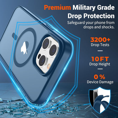 SUPFINE Magnetic for iPhone 12 Pro Max Case (Compatible with MagSafe) (Military Grade Drop Protection) Translucent Matte Shockproof Phone Cover,Deep Blue - 7DAY'S