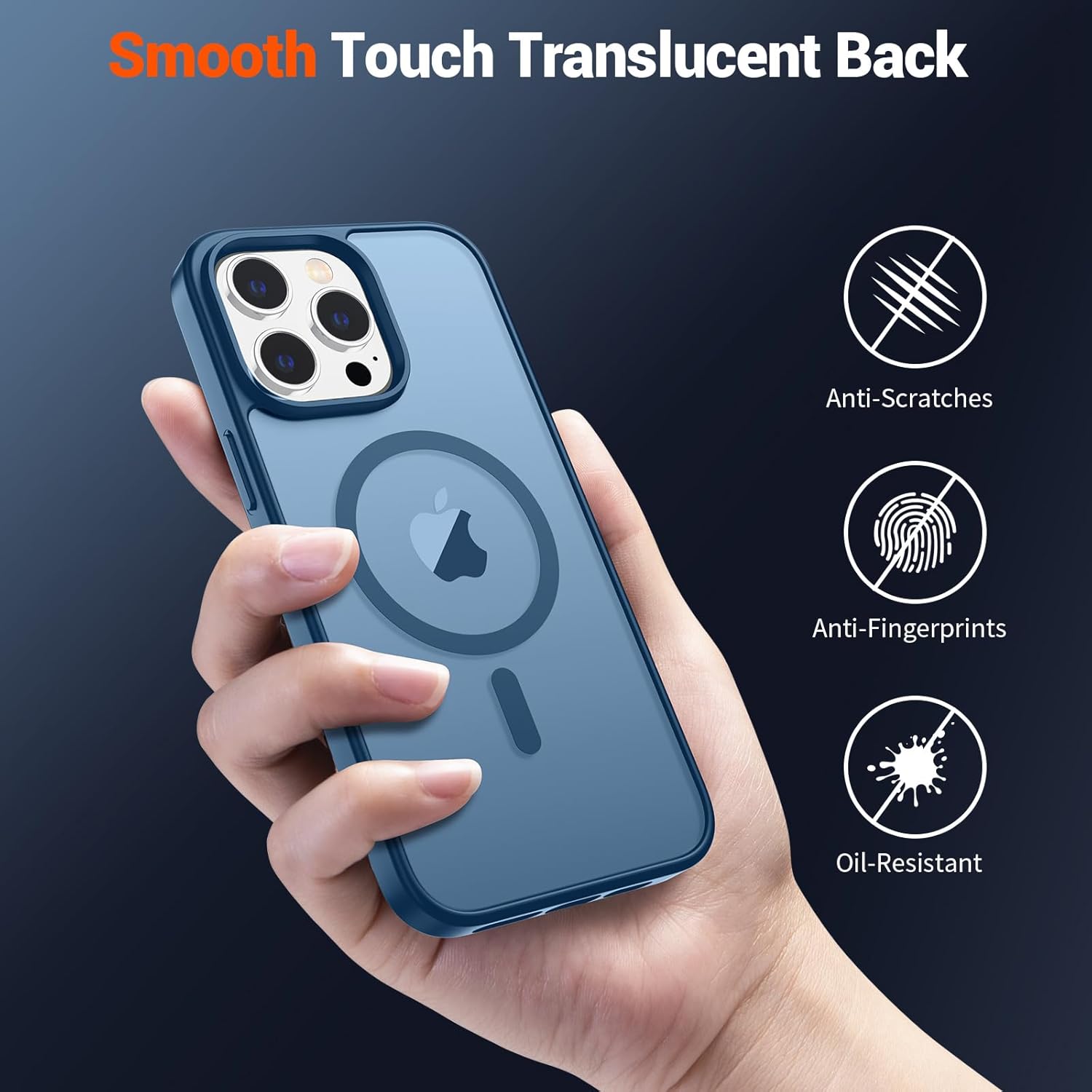 SUPFINE Magnetic for iPhone 12 Pro Max Case (Compatible with MagSafe) (Military Grade Drop Protection) Translucent Matte Shockproof Phone Cover,Deep Blue - 7DAY'S