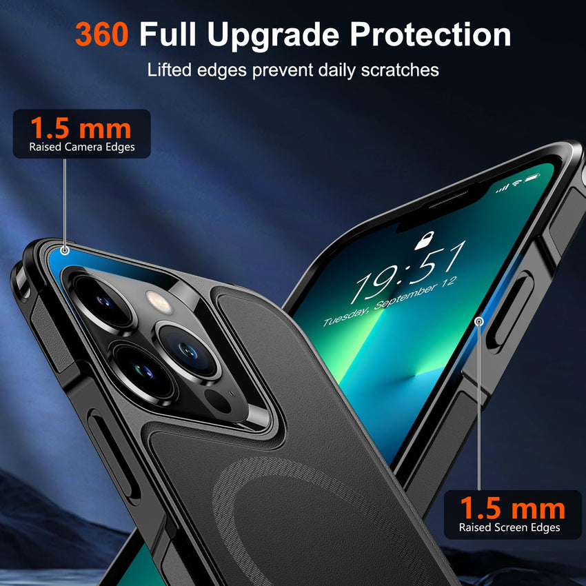 SUPFINE Magnetic for iPhone 12 Pro Max Case, [Compatible with MagSafe][10 FT Military Grade Drop Protection] [Dual Layer Structure Protection] Heavy Duty Full - Body Shockproof Phone Case, Black - 7DAY'S