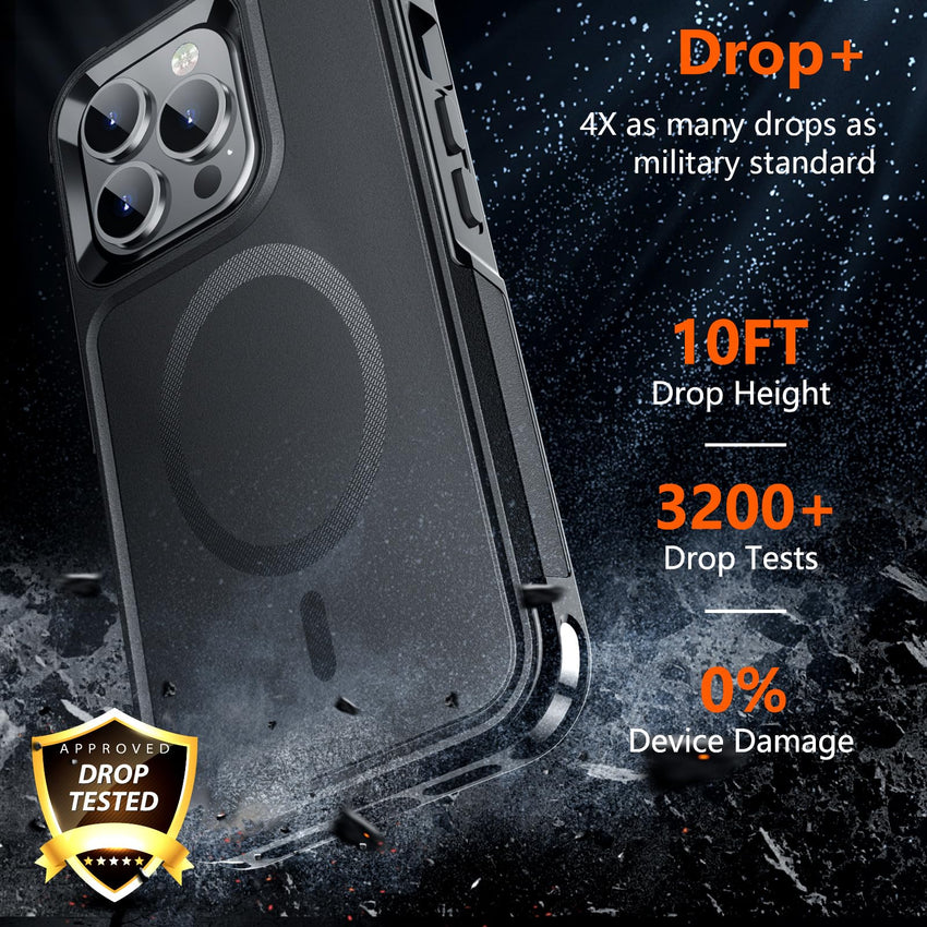 SUPFINE Magnetic for iPhone 12 Pro Max Case, [Compatible with MagSafe][10 FT Military Grade Drop Protection] [Dual Layer Structure Protection] Heavy Duty Full - Body Shockproof Phone Case, Black - 7DAY'S